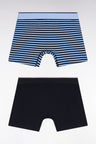 Lot de deux boxers en jersey de coton stretch marine et ciel