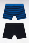 Lot de deux boxers en jersey de coton stretch marine et bleu
