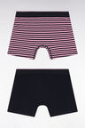 Lot de deux boxers en jersey de coton stretch marine et rose