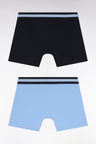 Lot de deux boxers en jersey de coton stretch marine et ciel