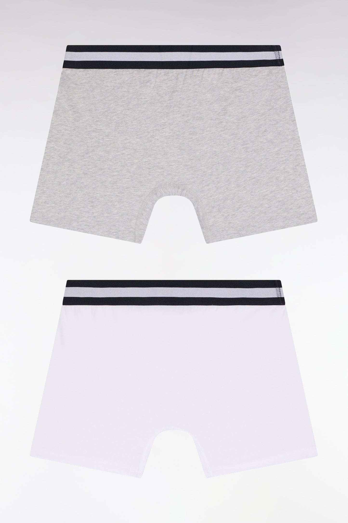 Lot de deux boxers en jersey de coton stretch blanc et gris