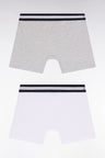Lot de deux boxers en jersey de coton stretch blanc et gris