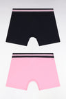 Lot de deux boxers en jersey de coton stretch rose et marine