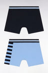 Lot de deux boxers en jersey de coton stretch à rayures ciel et marine
