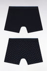 Lot de deux boxers en jersey de coton stretch uni et micro-motifs bleus