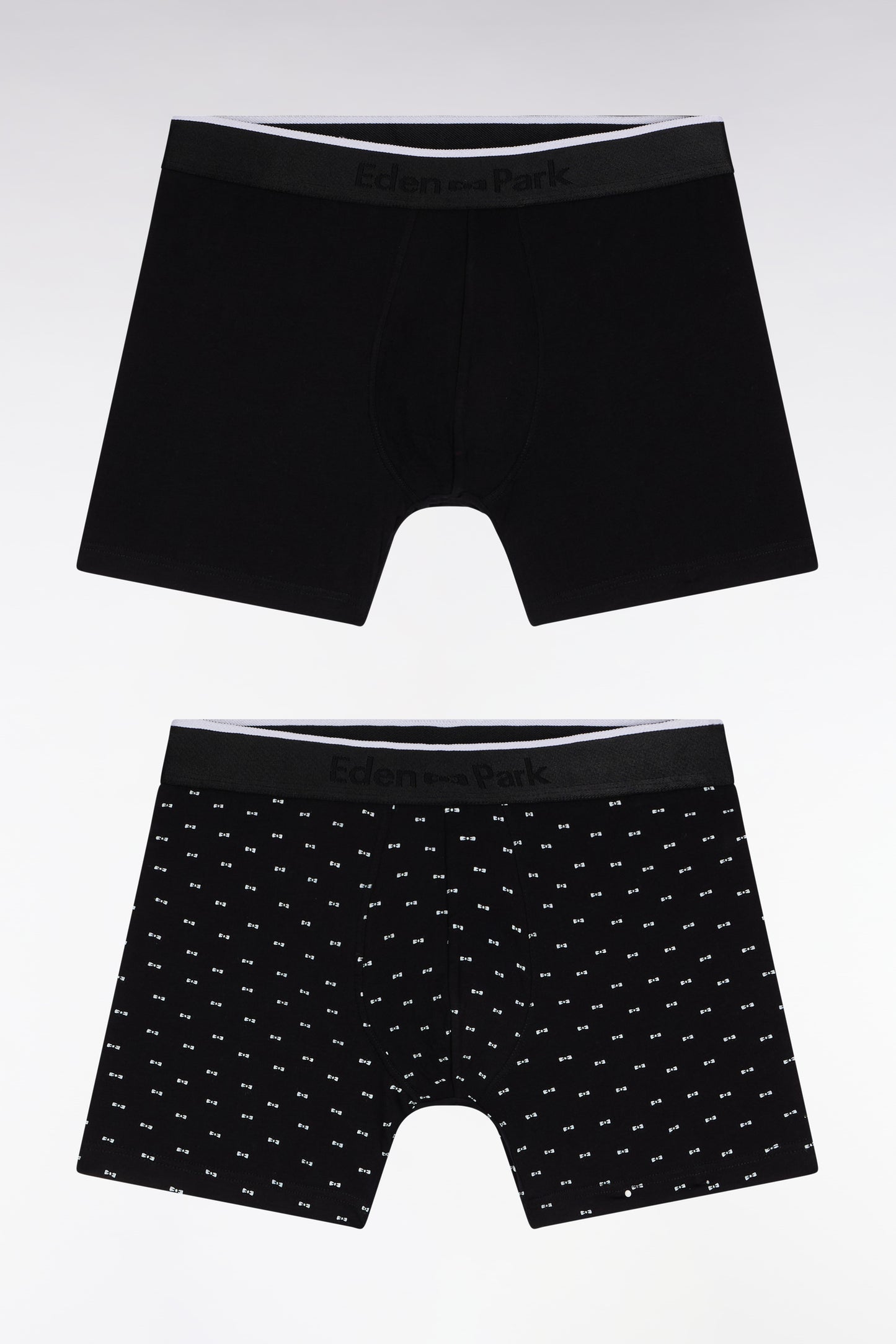 Lot de deux boxers en jersey de coton stretch uni et micro-motifs noirs