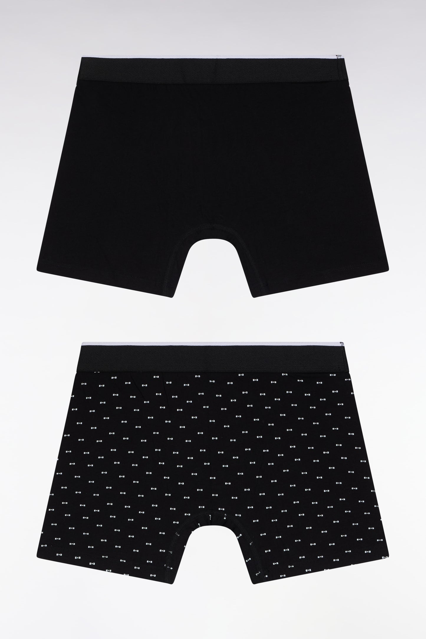 Lot de deux boxers en jersey de coton stretch uni et micro-motifs noirs