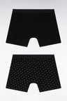 Lot de deux boxers en jersey de coton stretch uni et micro-motifs noirs