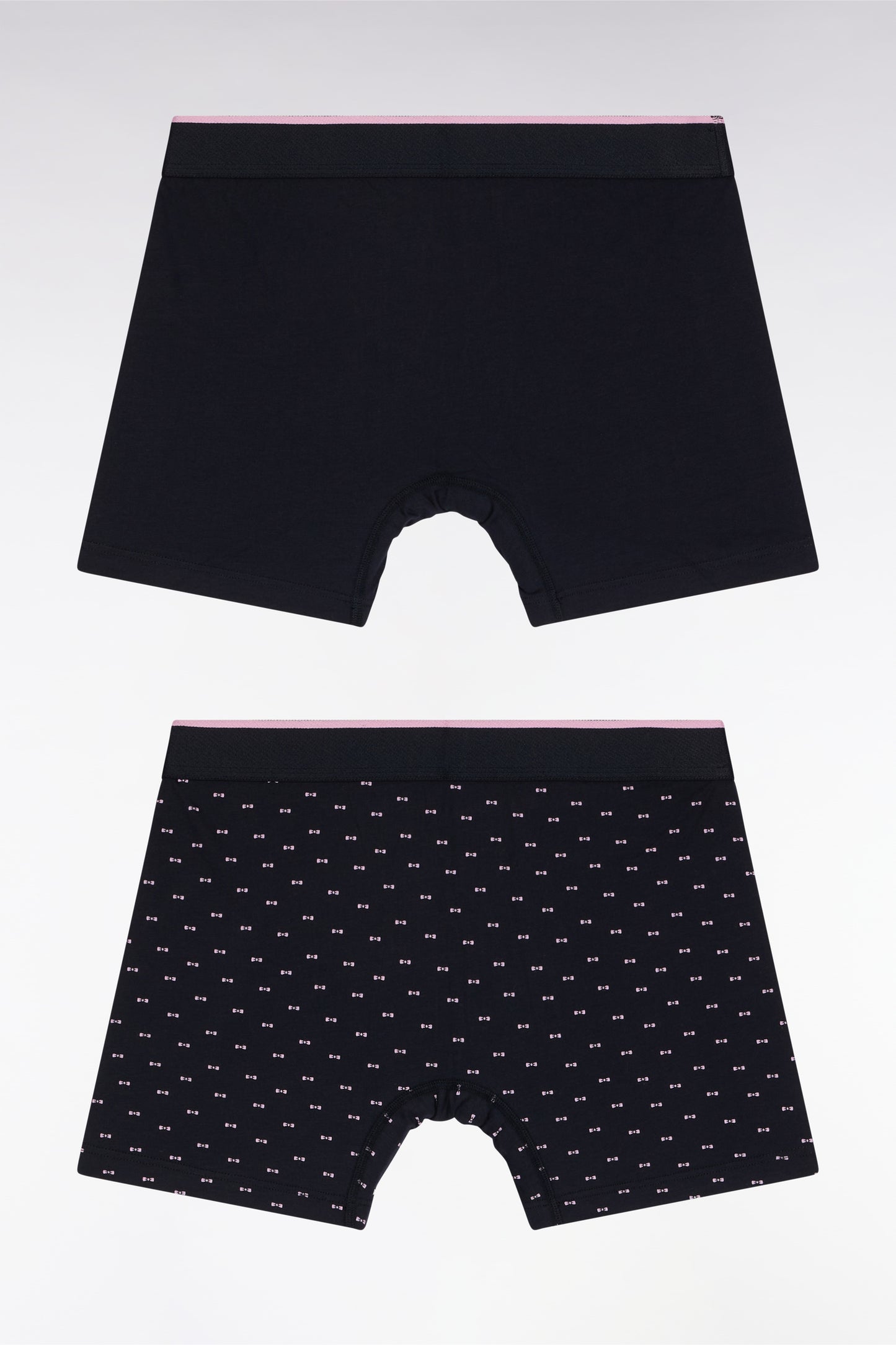 Lot de deux boxers en jersey de coton stretch uni et micro-motifs marine