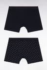 Lot de deux boxers en jersey de coton stretch uni et micro-motifs marine