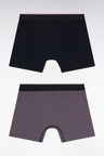 Lot de deux boxers en jersey de coton stretch uni et micro-motifs marine et rose