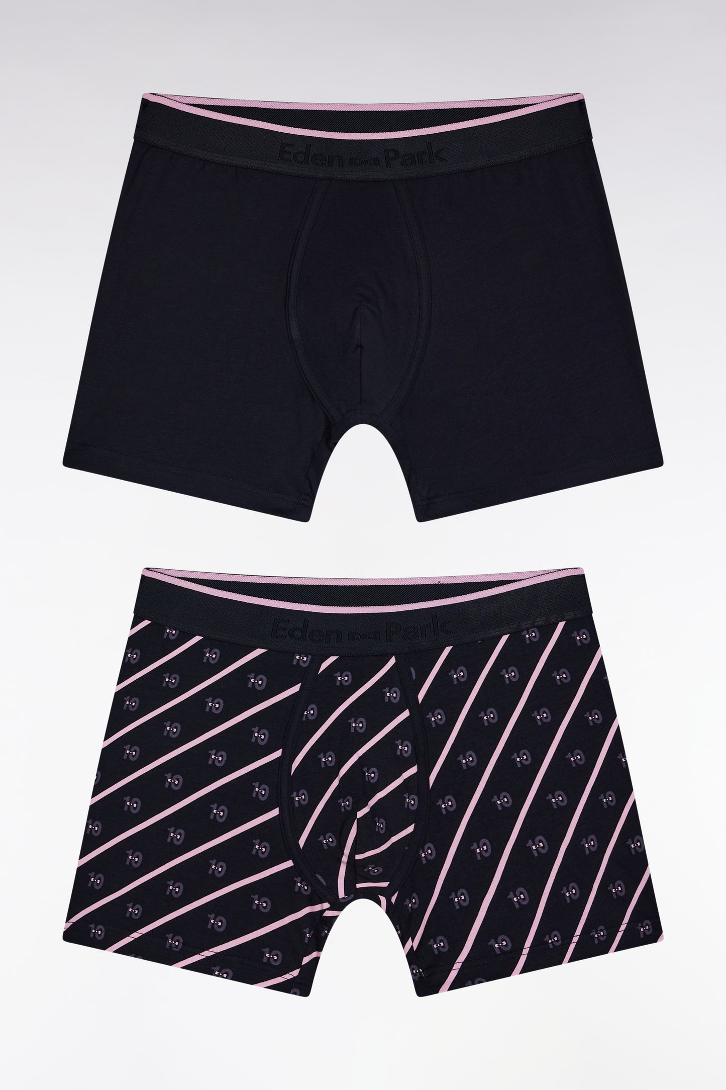 Lot de deux boxers en jersey de coton stretch uni et micro-motifs marine