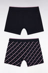 Lot de deux boxers en jersey de coton stretch uni et micro-motifs marine