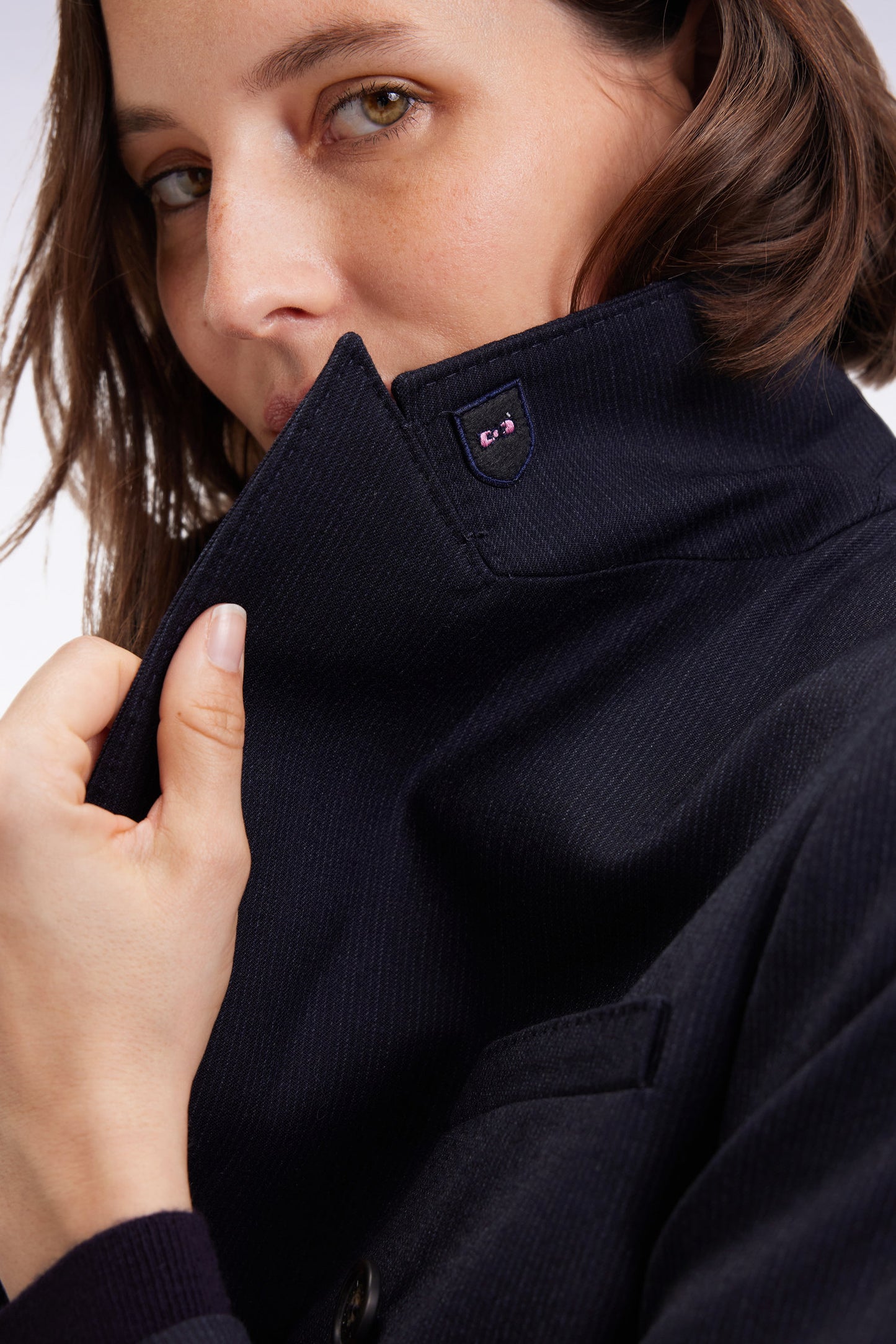 Veste blazer double boutonnage en flanelle rayée marine coupe Slim