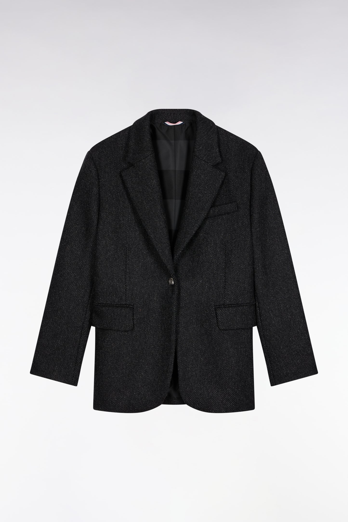 Oversized blazer jacket in grey wool twill