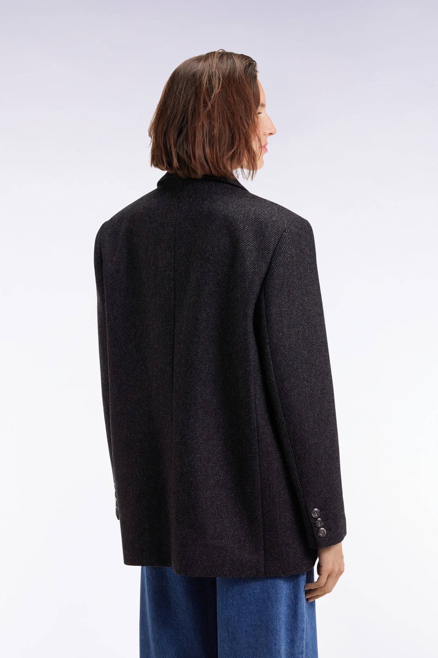 Oversized blazer jacket in grey wool twill