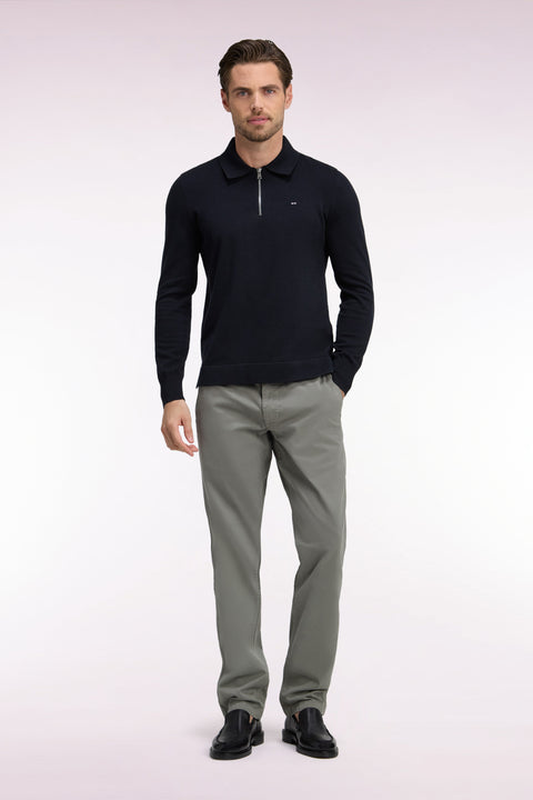Pantalon chino sans plis en gabardine de coton stretch kaki clair - Image 3
