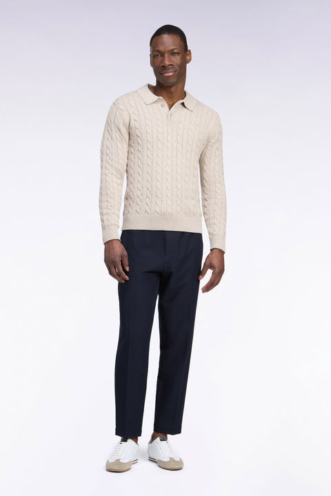 Pantalon à taille élastiquée en nylon stretch technique marine coupe Modern - Image 3