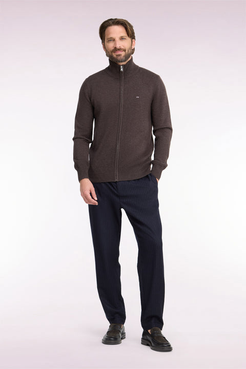Pantalon à taille élastiquée façon flanelle rayée marine - Image 3