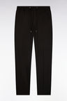 Pantalon à taille élastiquée façon flanelle rayée marron