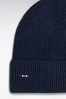 Blue wool and cotton ribbed hat
