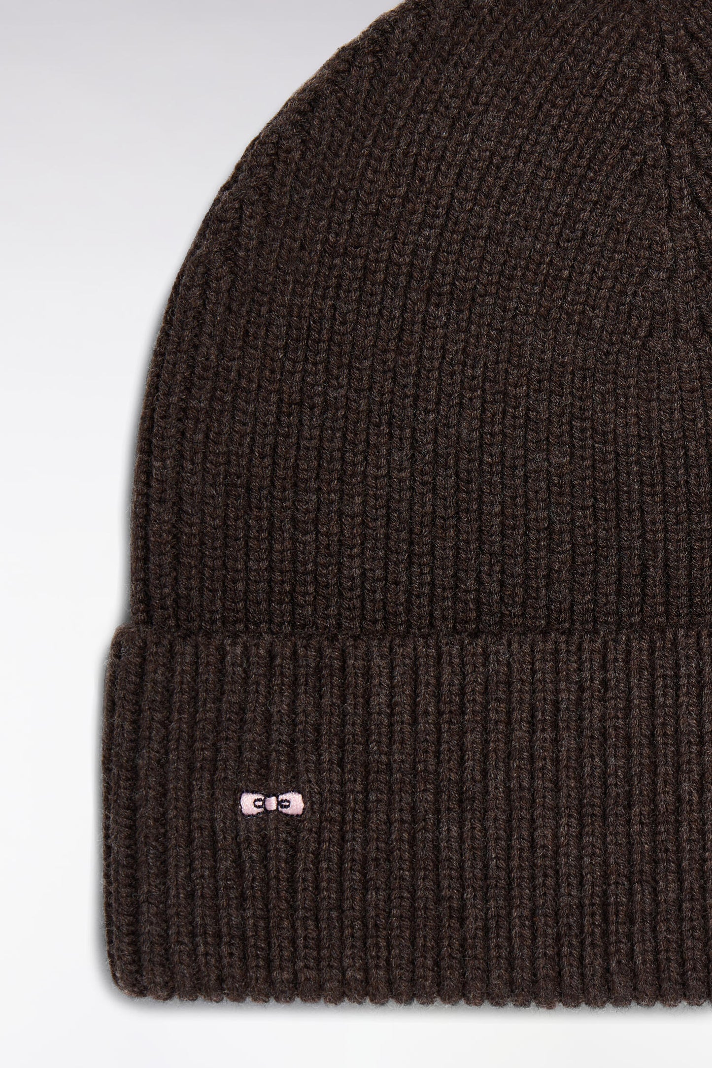 Bonnet côtelé en laine et coton marron