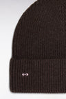 Brown wool and cotton ribbed hat