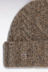 Bonnet en maille torsadée marron