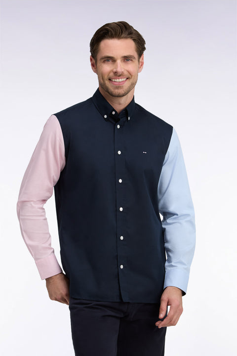 Tricolor Oxford cotton shirt with back patch, straight cut - Image 3