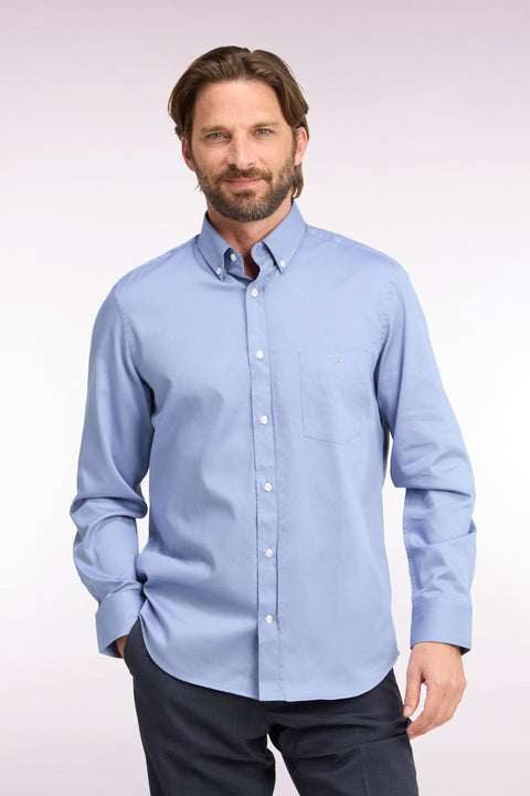 Chemise en piqué de coton ciel coupe droite - Image 3