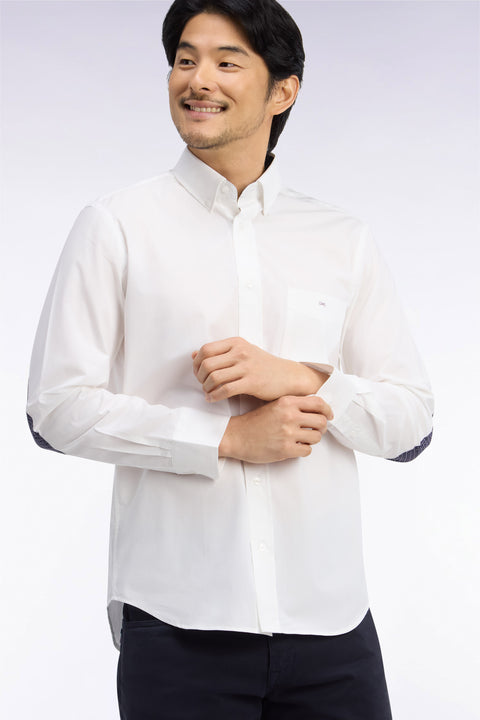 Chemise en coton blanc à détails micromotifs coupe droite - Image 1