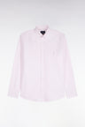 Straight-cut pink stick-striped cotton shirt