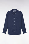 Chemise en coton marine à micromotifs nœuds papillon coupe droite