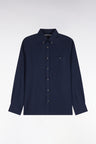 Chemise unie en coton marine coupe droite