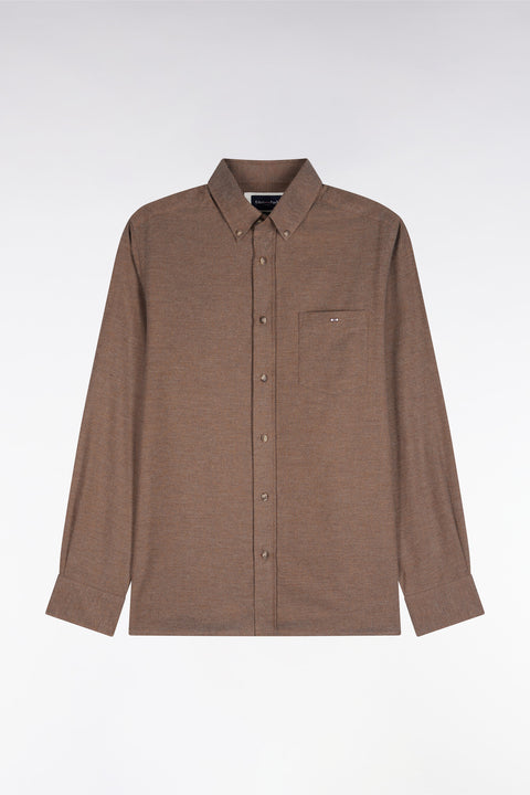 Chemise unie en coton marron coupe droite - Image 2