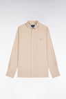 Chemise unie en coton camel coupe droite