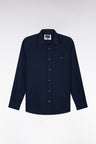 Chemise en flanelle rayée marine coupe droite