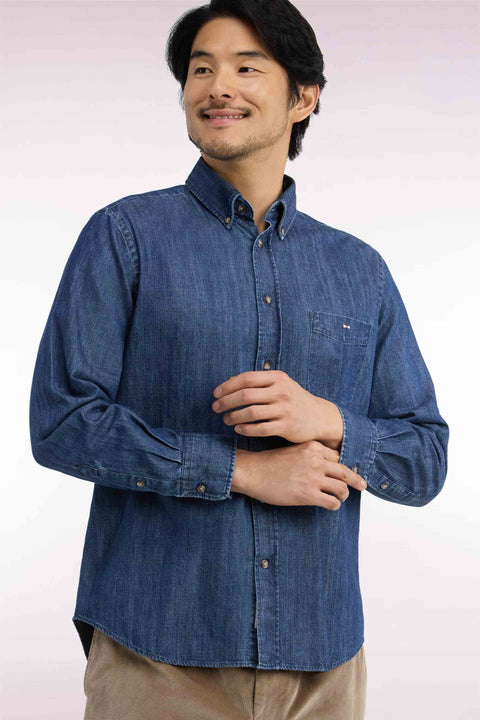 Chemise en coton denim brut coupe droite - Image 1