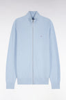 Straight cut sky blue cotton zipped cardigan