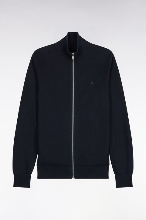 Cardigan zippé en coton marine coupe droite - Image 2