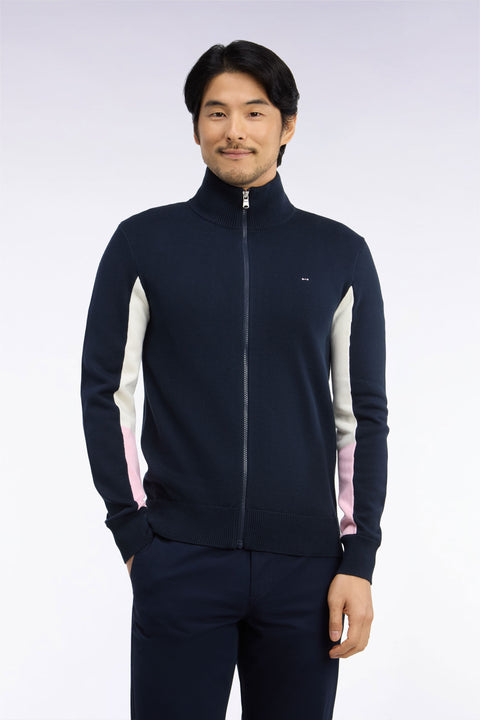 Cardigan zippé en coton marine coupe droite - Image 3