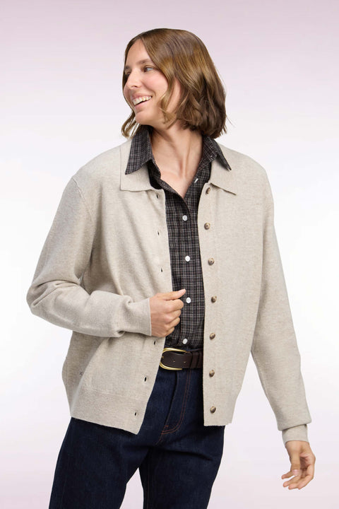 Cardigan en laine vierge et cachemire beige - Image 1