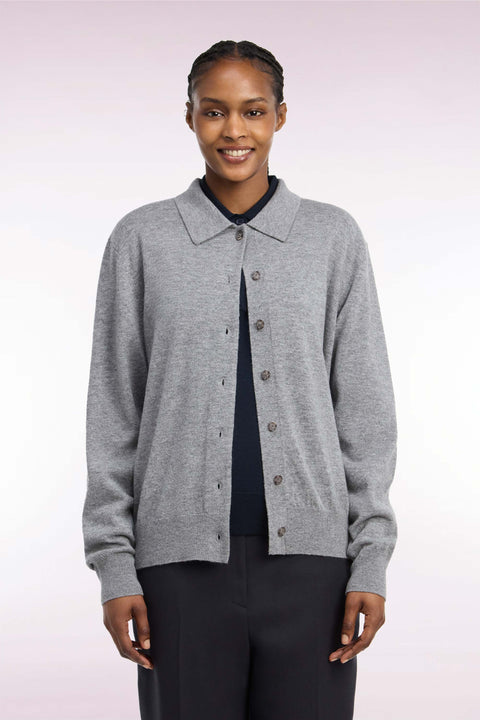 Cardigan en laine vierge et cachemire gris - Image 3