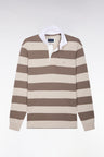 Maillot manches longues en jersey de coton rayé beige
