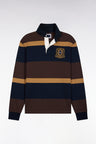 Brown striped long-sleeved jersey with badge embroidery
