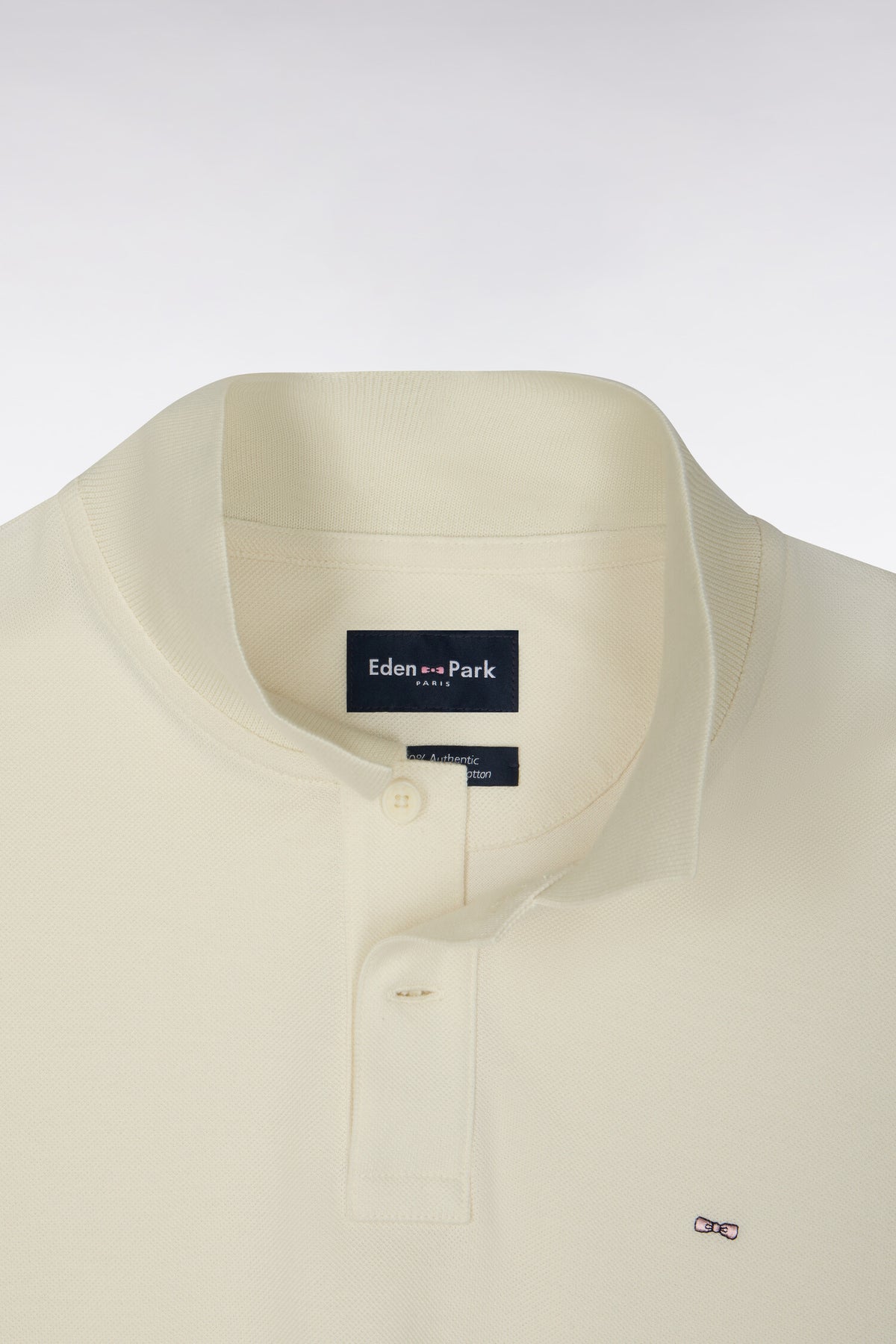 Polo manches courtes en coton Pima écru coupe droite