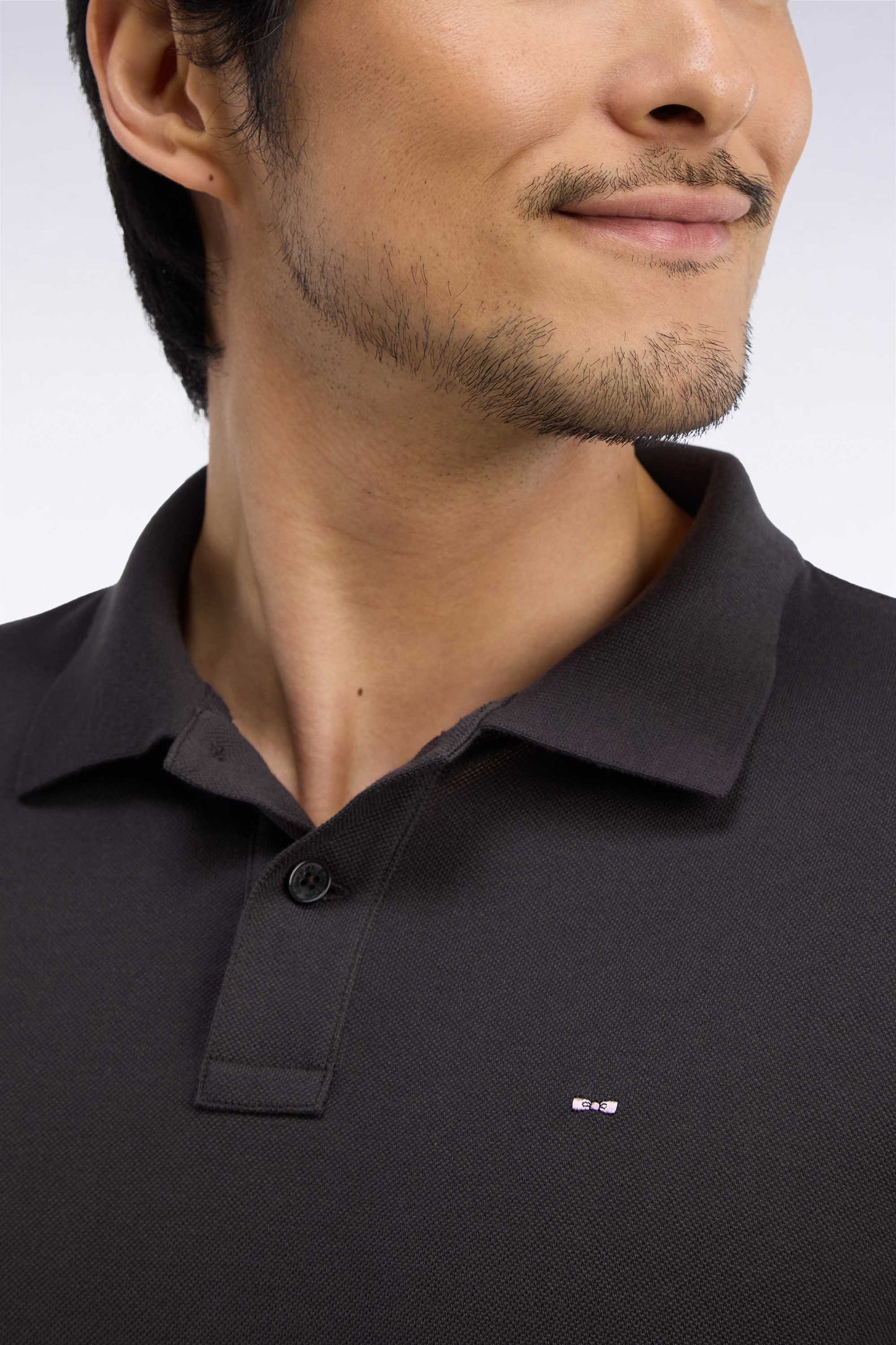 Polo manches courtes en coton Pima marron coupe droite
