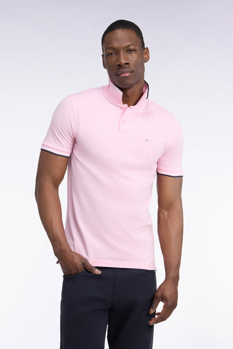 Polo manches courtes en piqué coton rose coupe droite - Image 3