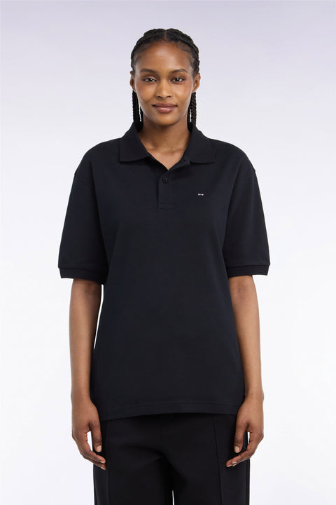 Polo unisexe manches courtes en coton interlock noir - Image 3