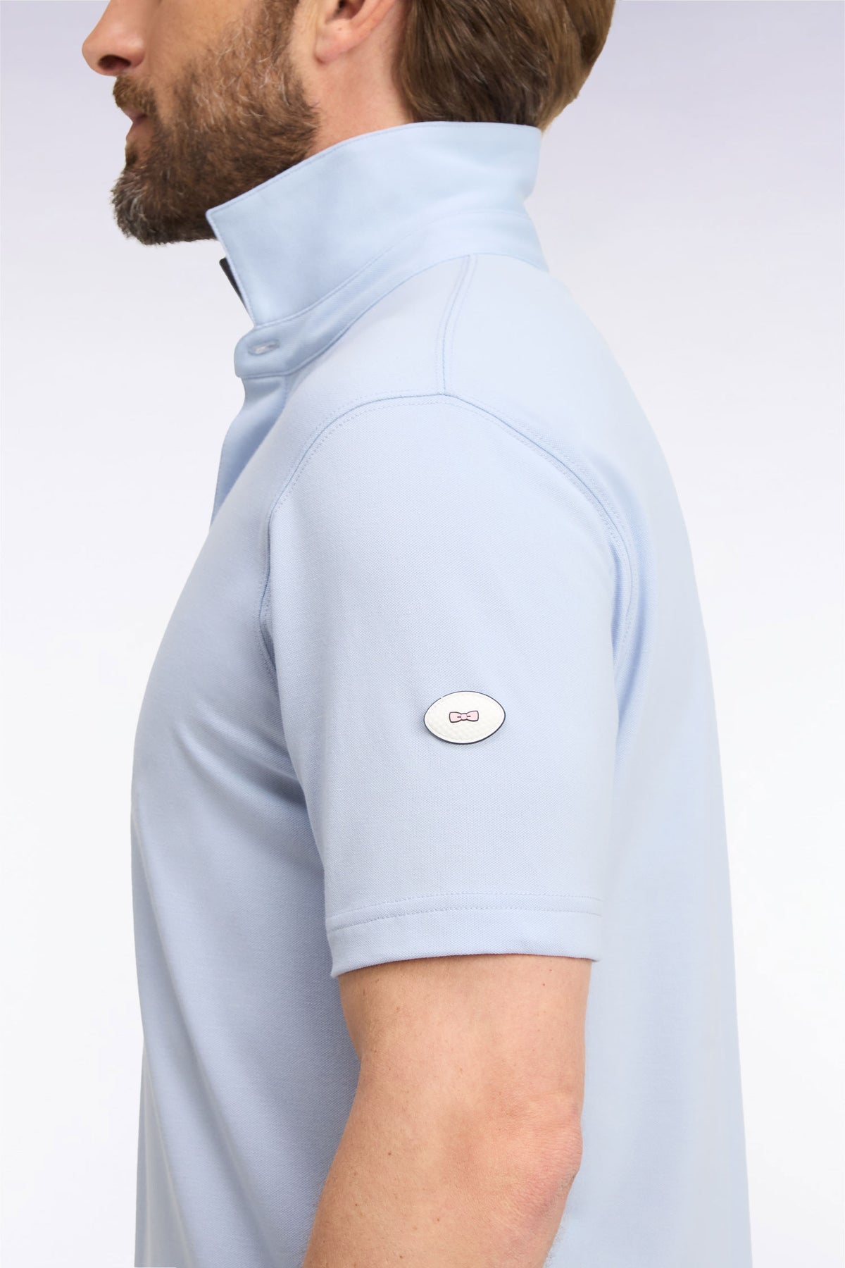 Polo golf manches courtes bleu ciel coupe droite